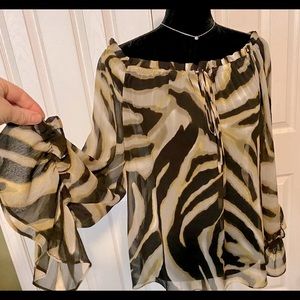 Light and airy bell sleeve sheer blouse